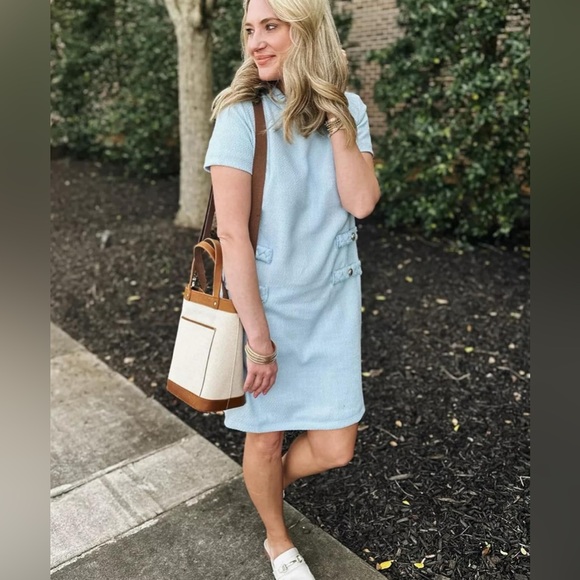 weed Jackie Dress Elegant Crew Neck Short Sleeve Button Bodycon Mini Dress - Picture 5 of 5